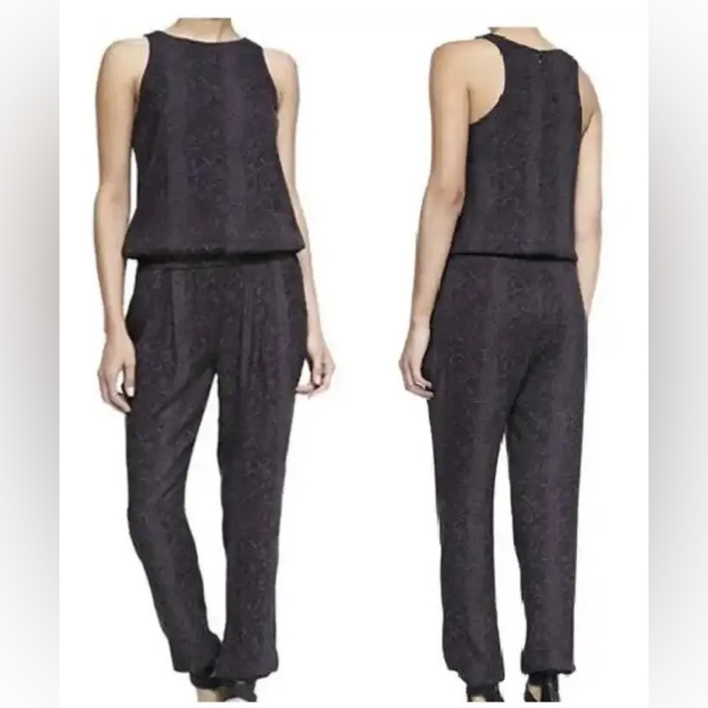 Joie Latiana Snake Print Snakeskin Sleeveless Jumpsuit Cinch Waist Ankle Pockets